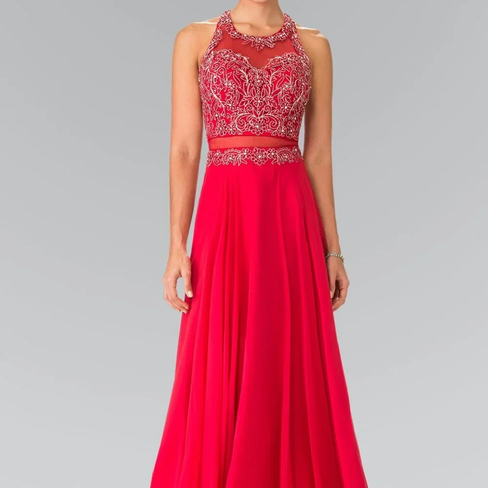 NEW - Crew Neck Sleeveless Lace Prom Dress GSGL2347